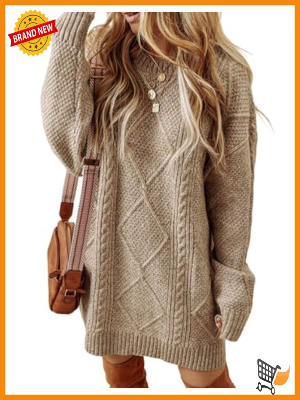 Cable Knit Sweater Dress Women Fall Winter Long Sleeve Mini Casual